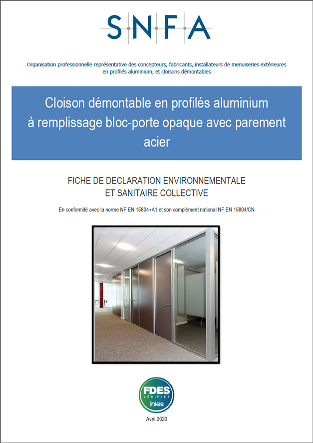 Cloison démontable en profilés aluminium remplissage bloc-porte