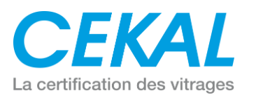 Cekal - Certification des vitrages