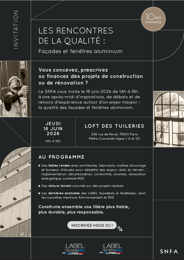 Les Rencontres de la Qualité : façades et fenêtres aluminium – Rendez-vous le 18 juin 2026