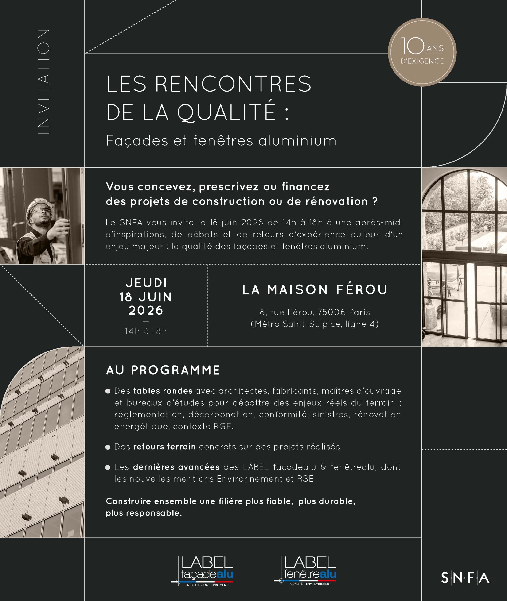 Les Rencontres de la Qualité : façades et fenêtres aluminium – Rendez-vous le 18 juin 2026
